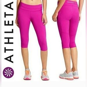 ATHLETA Dobby Be Free Knicker Crop Capri, Magenta Pink, Size S